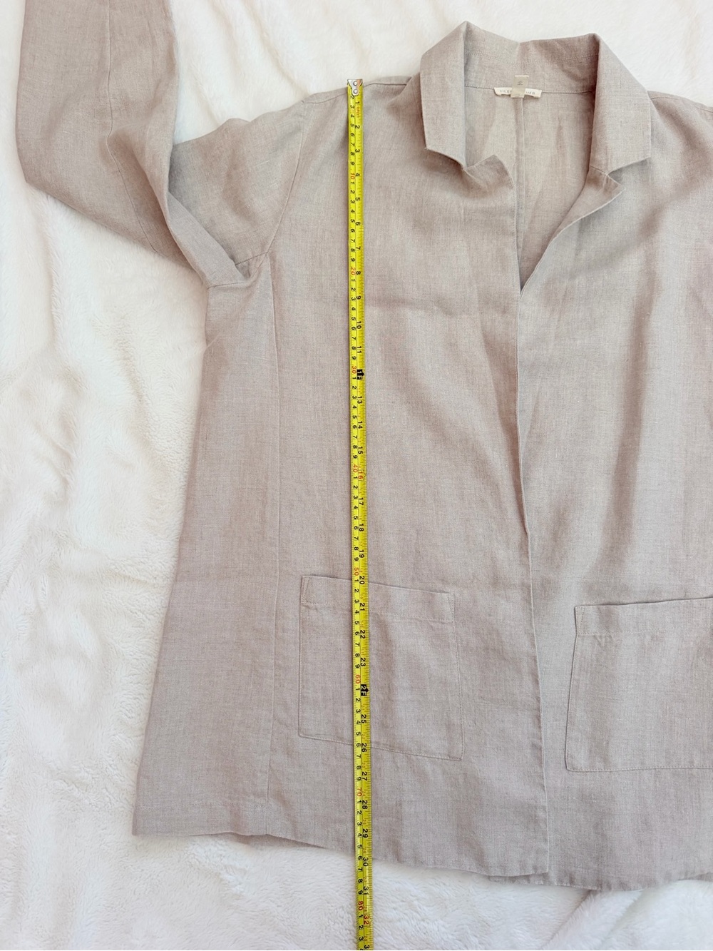 Eileen Fisher Organic Linen Long Blazer Jacket - Color Flax - Size Large - Picture 11 of 14